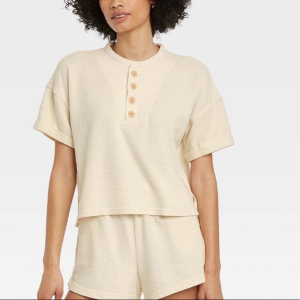 Universal thread french terry henley in ivory size xxl